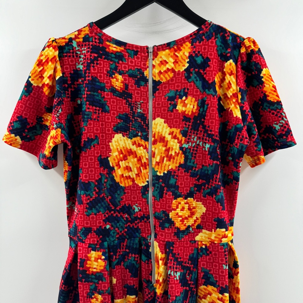 LuLaRoe Amelia Dress Floral Print Fit & Flare Size Large - Picture 6 of 7
